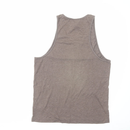 Topman Mens Brown Polyester T-Shirt Size S Round Neck