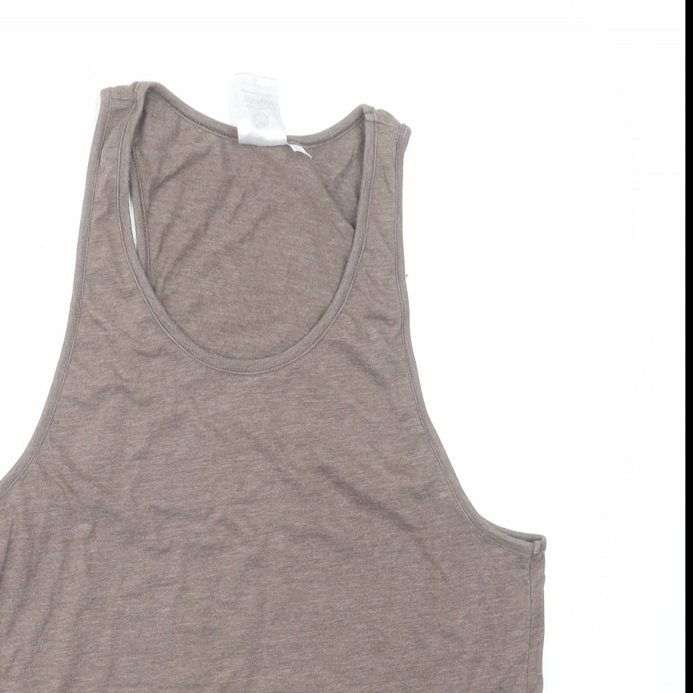 Topman Mens Brown Polyester T-Shirt Size S Round Neck