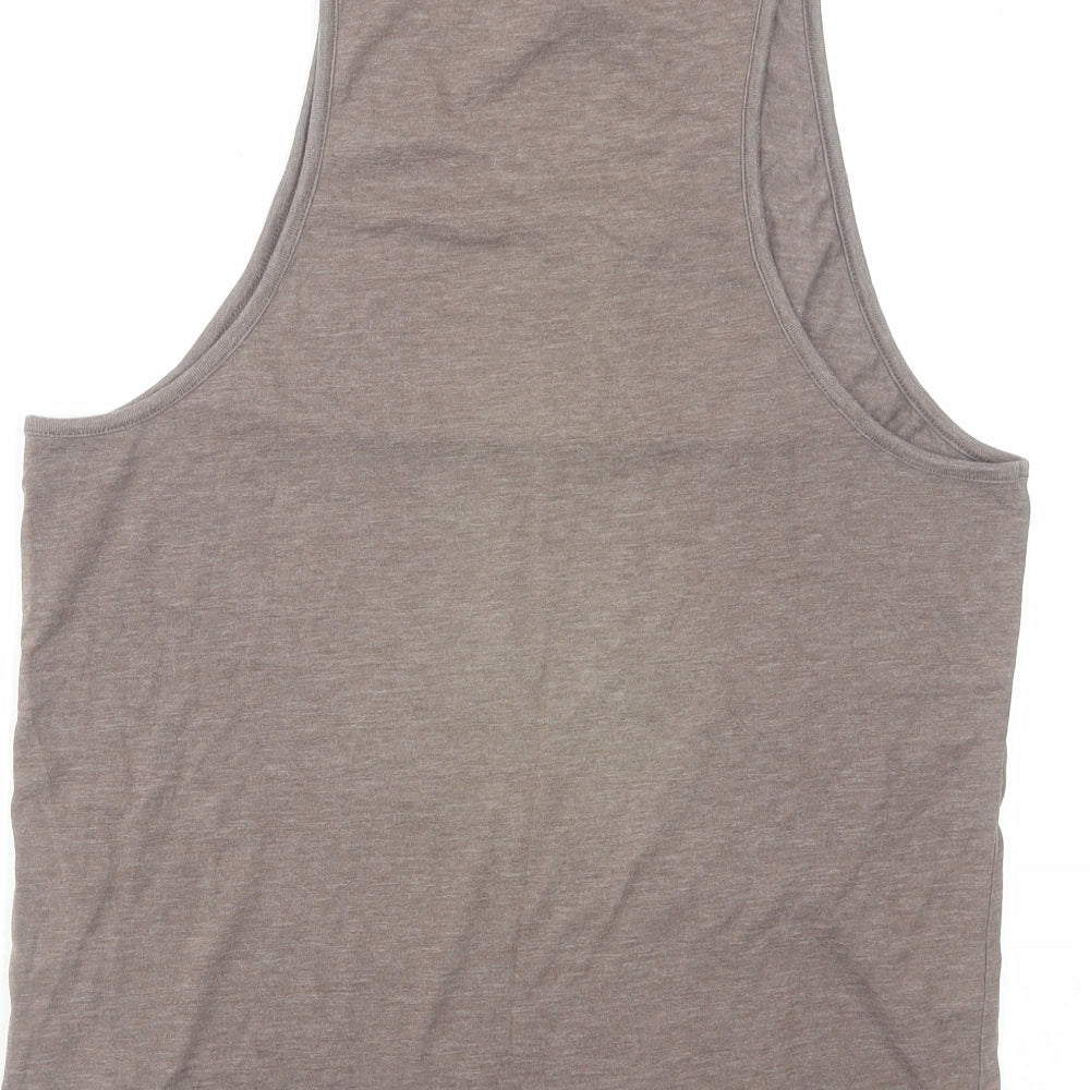 Topman Mens Brown Polyester T-Shirt Size S Round Neck