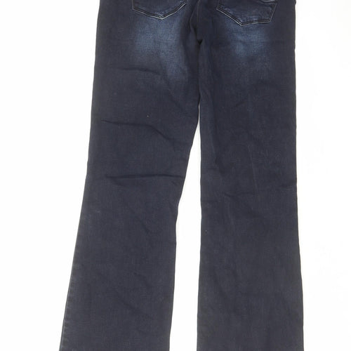 NEXT Womens Blue Cotton Bootcut Jeans Size 12 L32 in Regular Zip