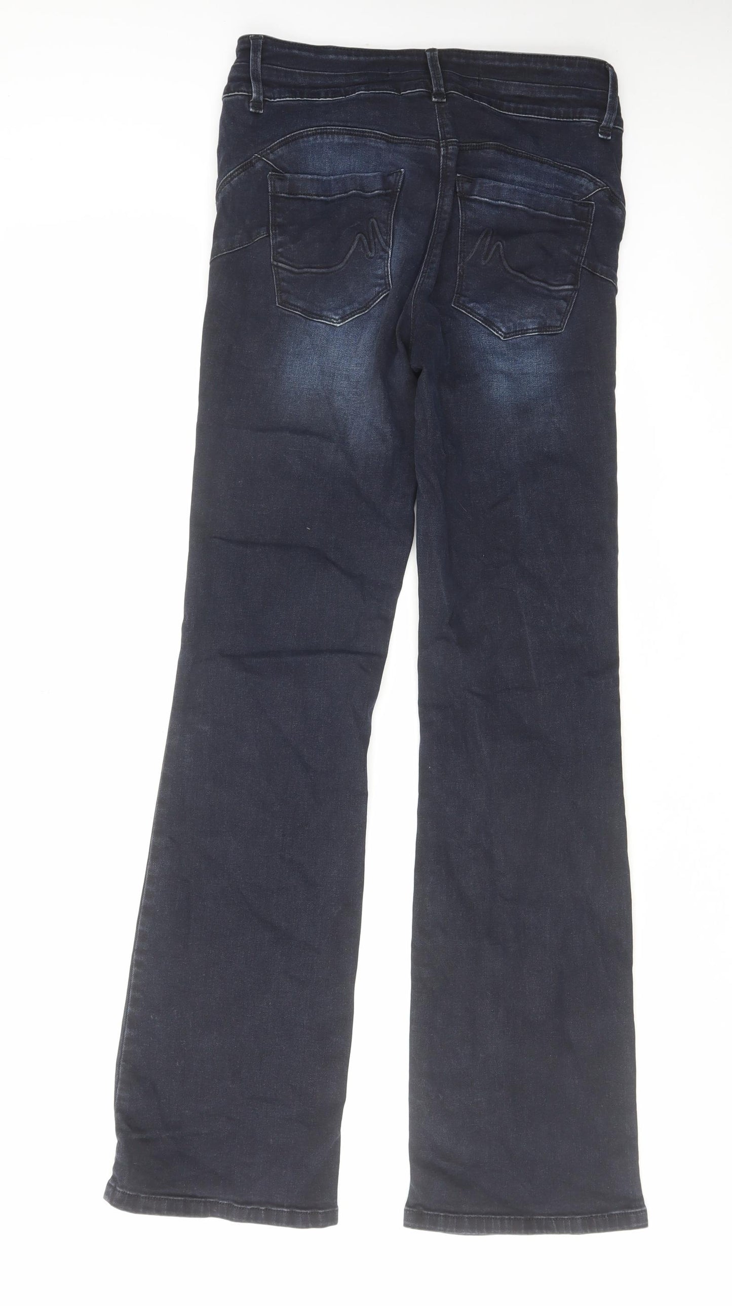 NEXT Womens Blue Cotton Bootcut Jeans Size 12 L32 in Regular Zip