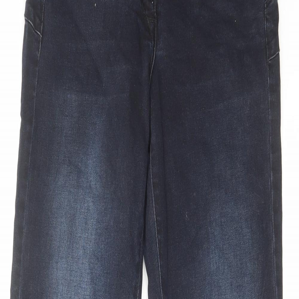 NEXT Womens Blue Cotton Bootcut Jeans Size 12 L32 in Regular Zip