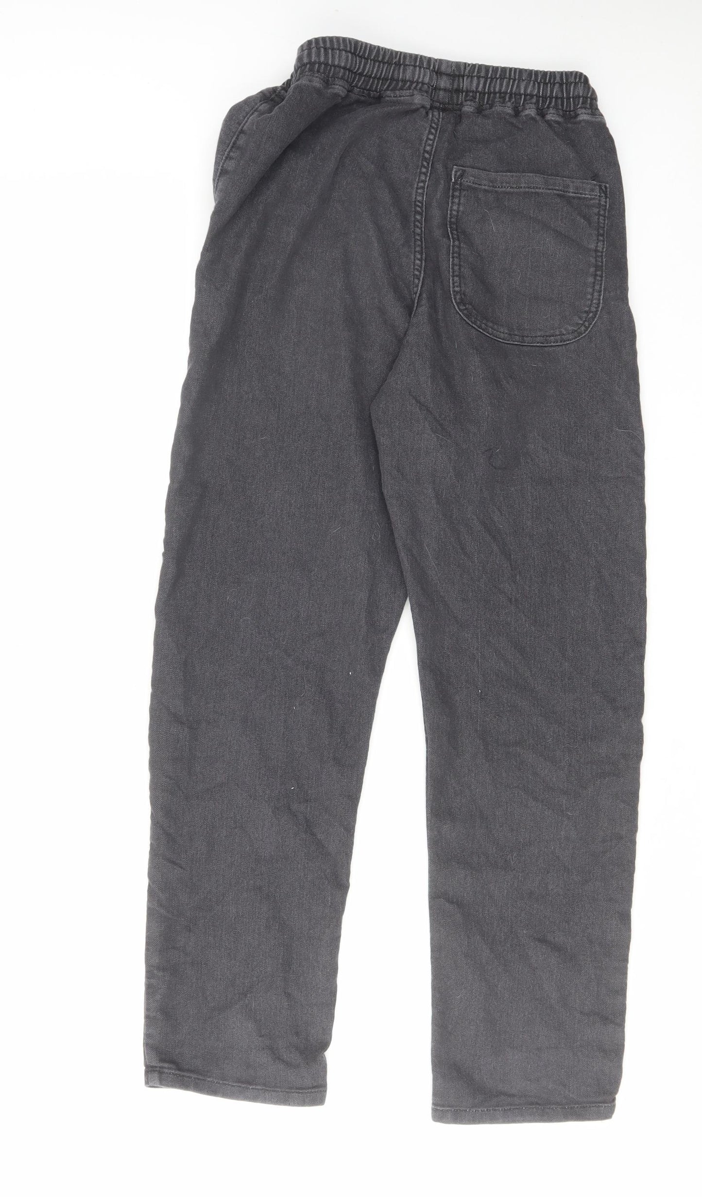 H&M Boys Grey Cotton Straight Jeans Size 14-15 Years Regular Drawstring