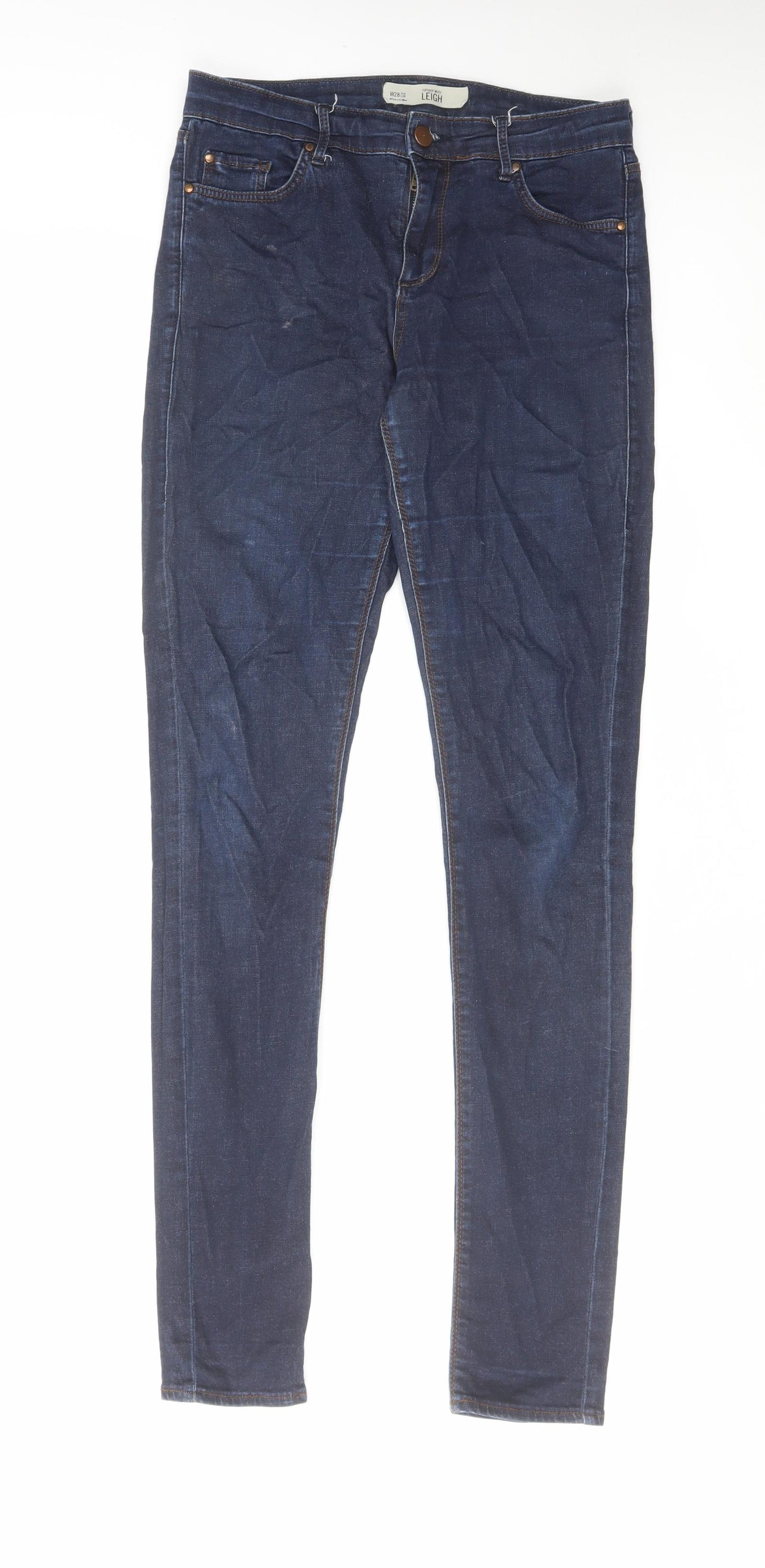 Topshop Womens Blue Cotton Skinny Jeans Size 28 in L34 in Regular Zip