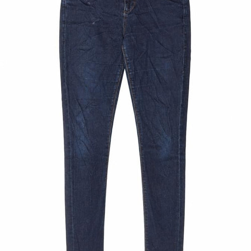 Topshop Womens Blue Cotton Skinny Jeans Size 28 in L34 in Regular Zip