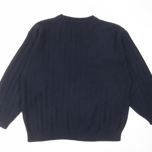 Savatini Mens Blue Round Neck Acrylic Pullover Jumper Size L Long Sleeve