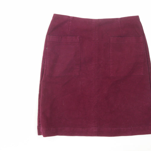 Boden Womens Purple Cotton A-Line Skirt Size 10 Zip