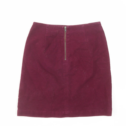 Boden Womens Purple Cotton A-Line Skirt Size 10 Zip