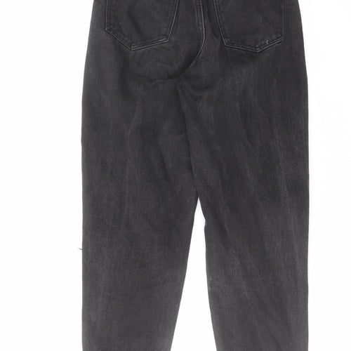 PRETTYLITTLETHING Womens Black Cotton Mom Jeans Size 6 L28 in Regular Zip