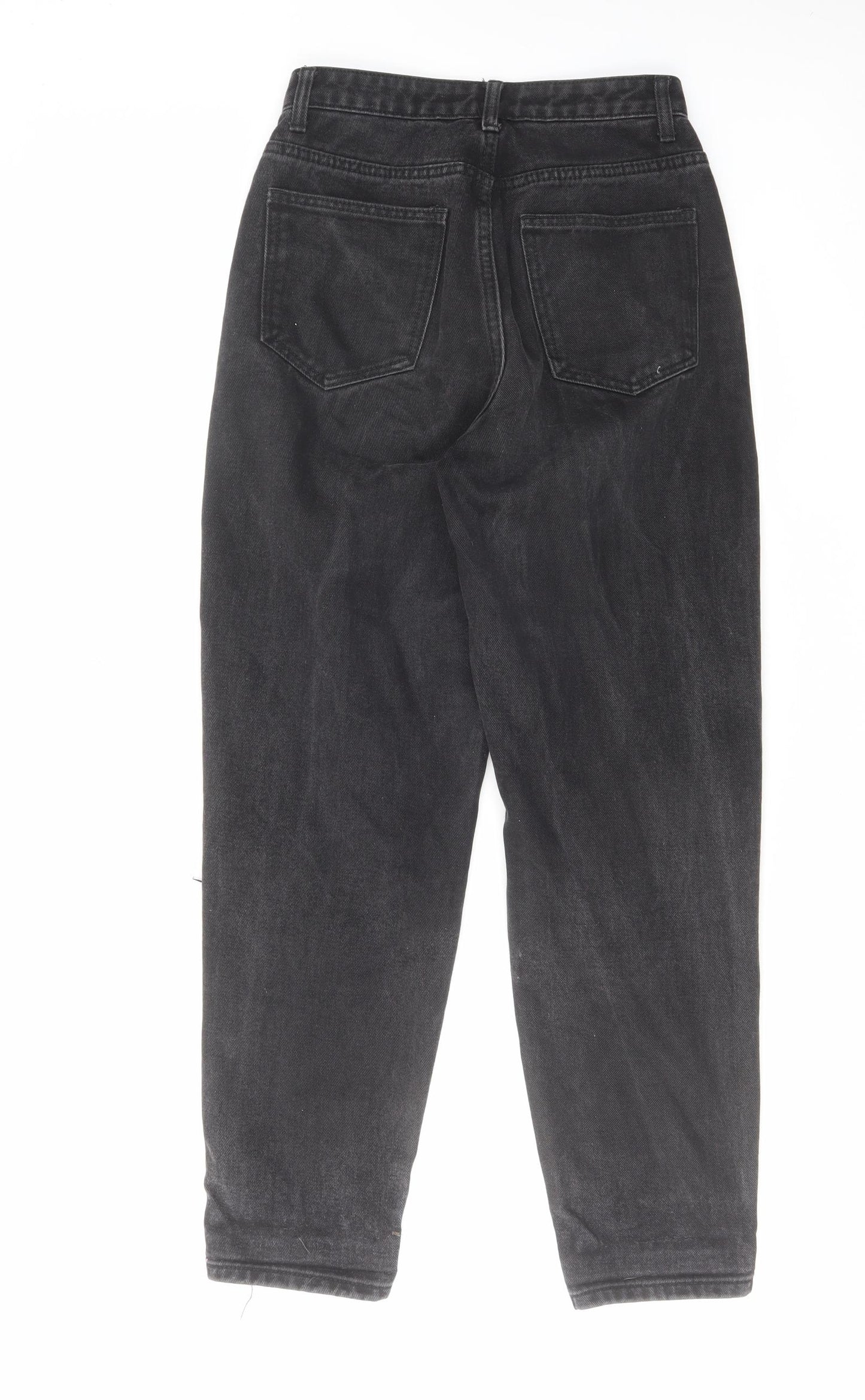 PRETTYLITTLETHING Womens Black Cotton Mom Jeans Size 6 L28 in Regular Zip