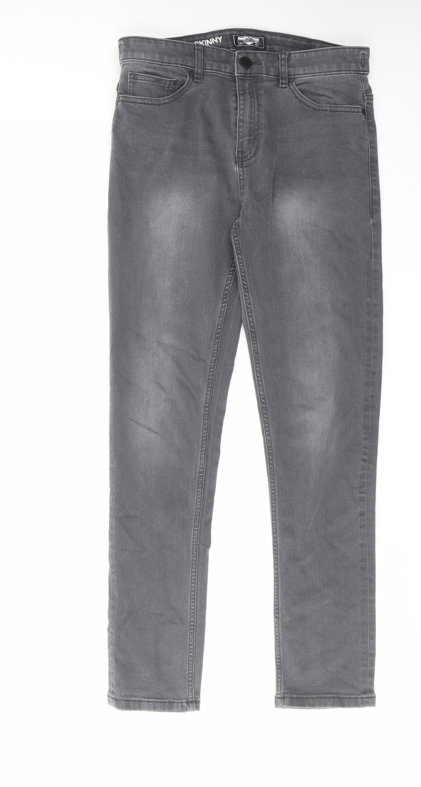 NEXT Boys Grey Cotton Straight Jeans Size 15 Years Regular Zip