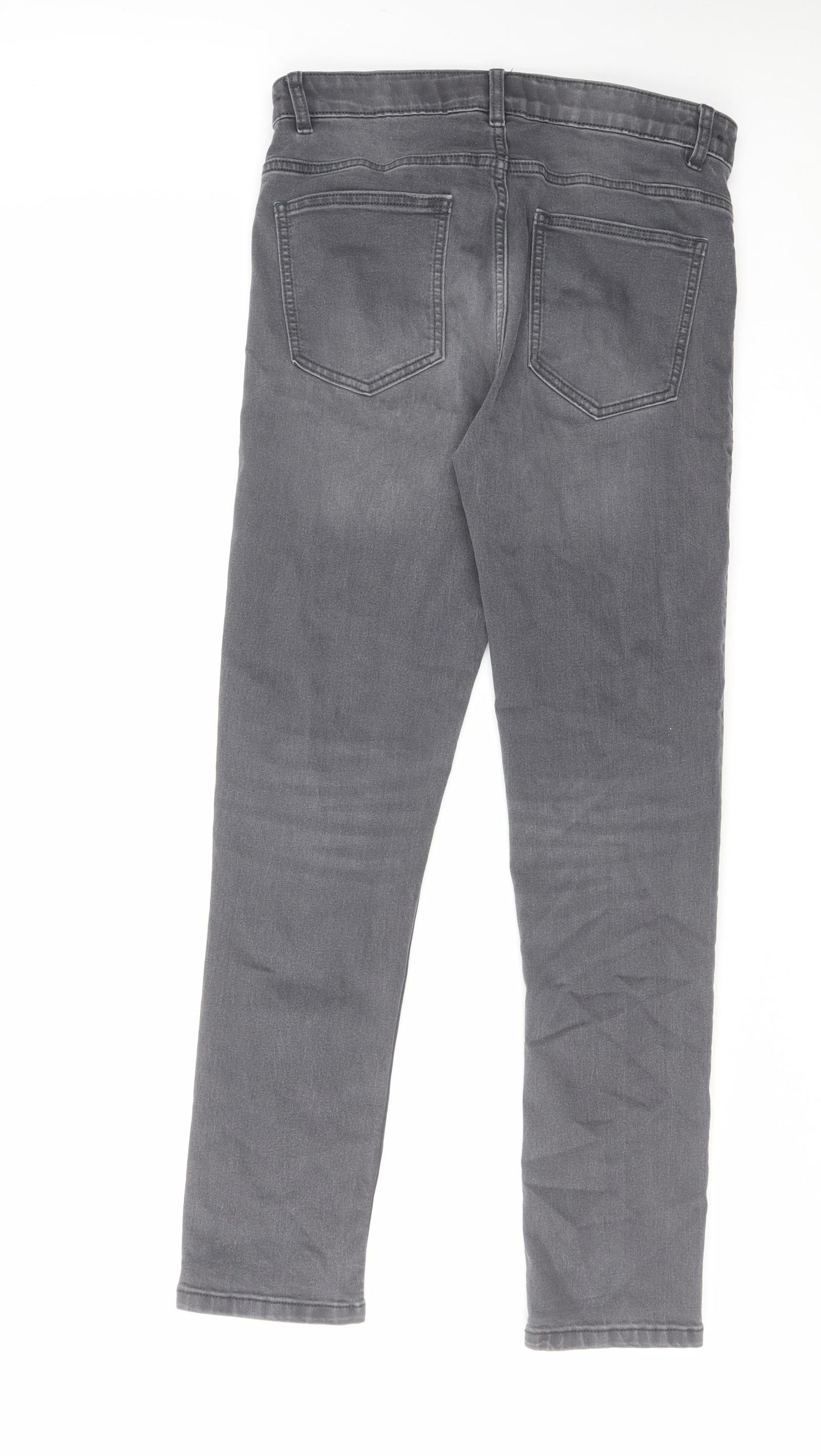 NEXT Boys Grey Cotton Straight Jeans Size 15 Years Regular Zip