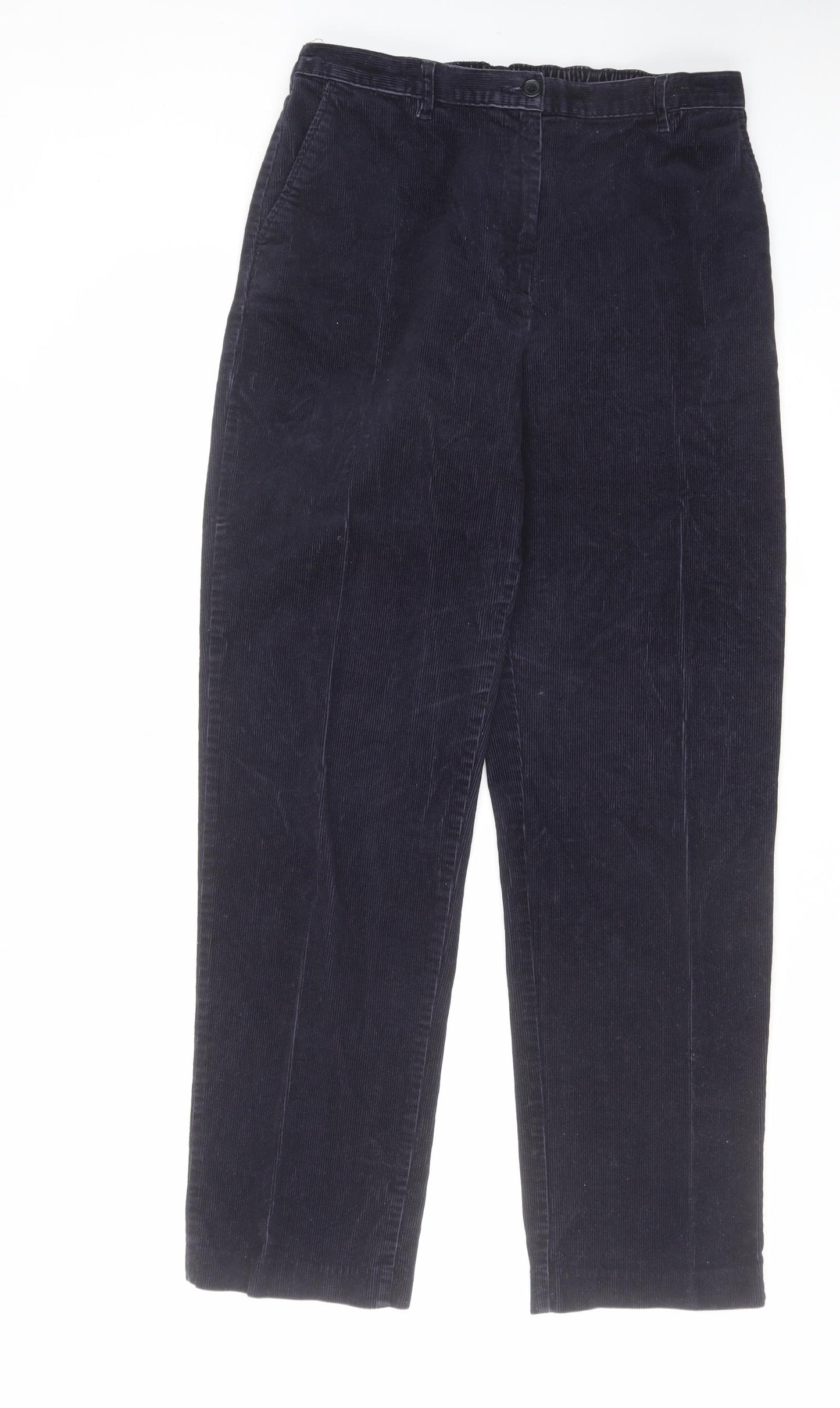 Lands' End Womens Blue Cotton Trousers Size 14 L30 in Regular Zip