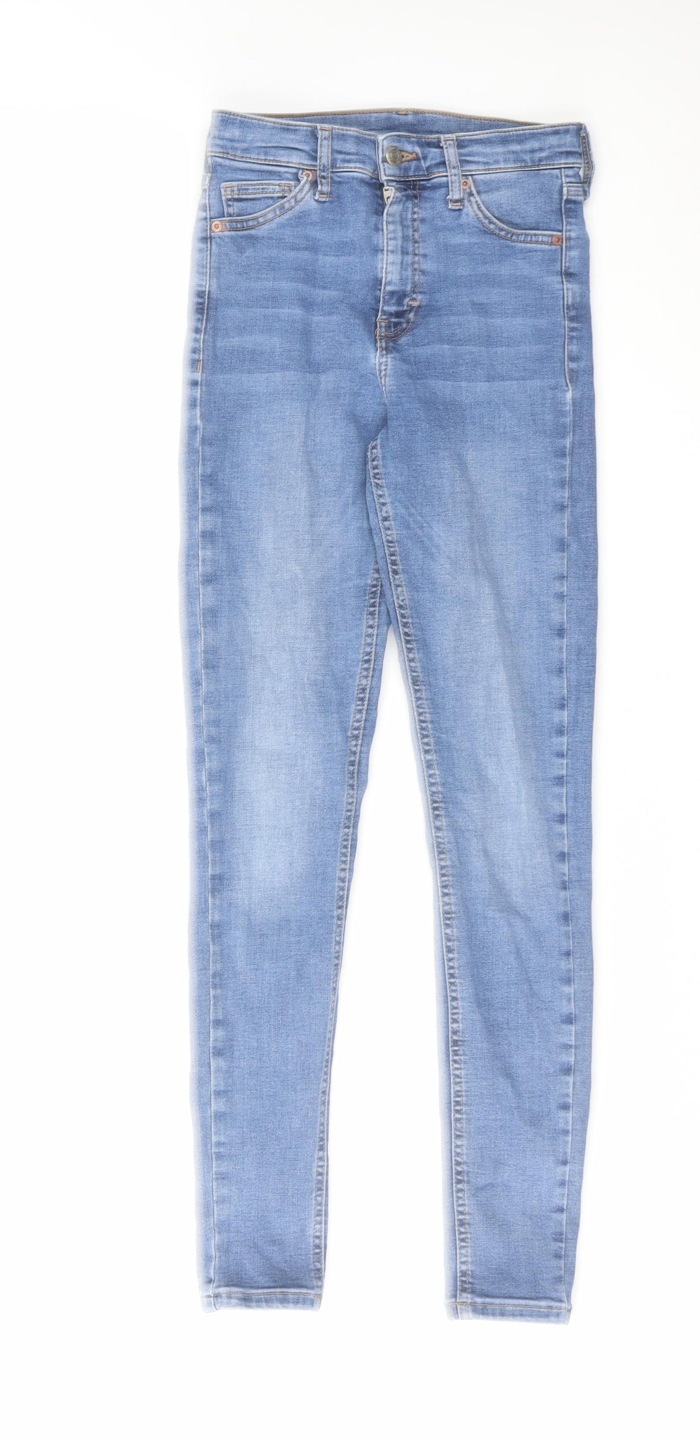 Topshop Womens Blue Cotton Skinny Jeans Size 25 in L32 in Regular Zip