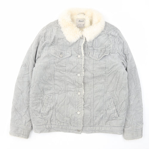 Denim & Co. Womens Grey Jacket Size 12 Button