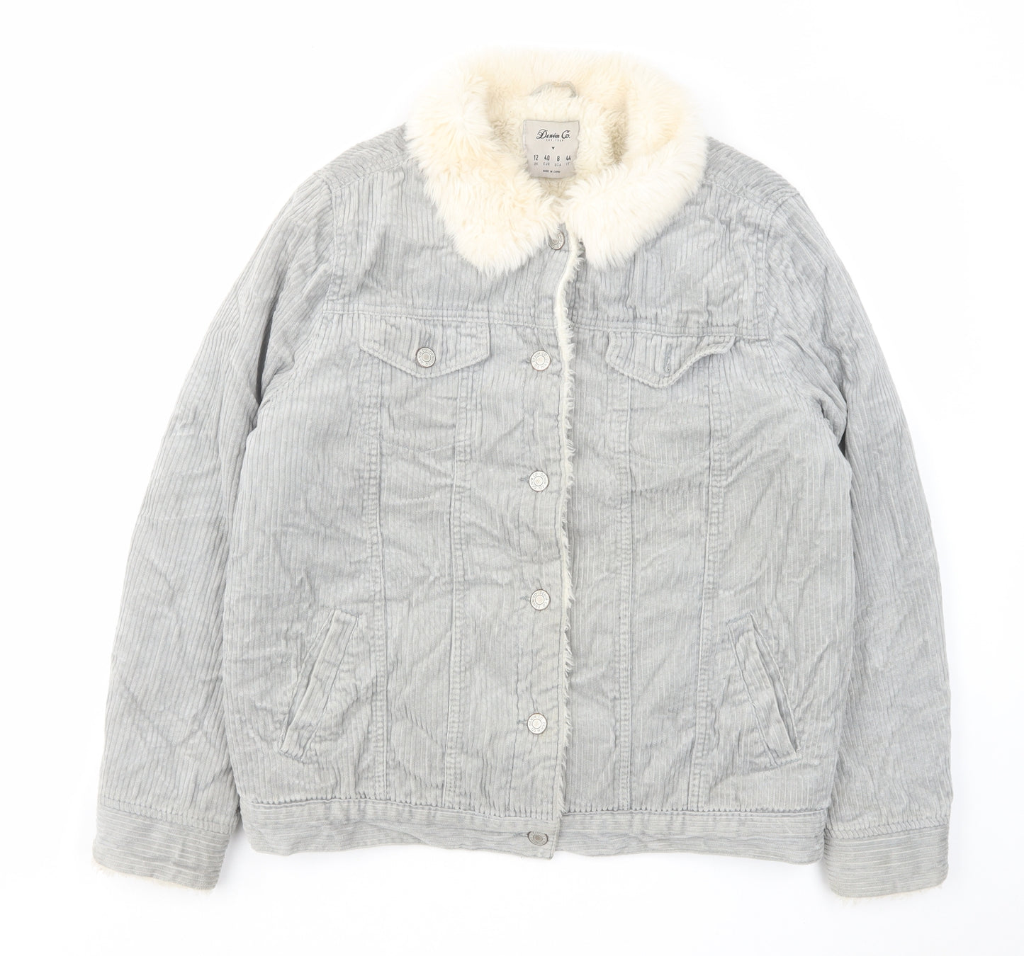 Denim & Co. Womens Grey Jacket Size 12 Button
