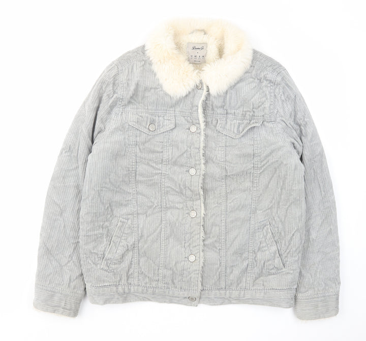 Denim & Co. Womens Grey Jacket Size 12 Button