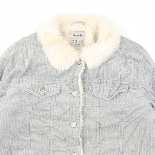Denim & Co. Womens Grey Jacket Size 12 Button