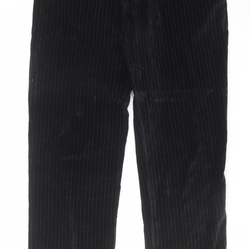 Peter Werth Mens Black Striped Cotton Trousers Size 34 in L32 in Regular Zip