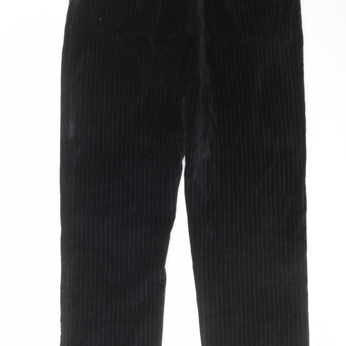 Peter Werth Mens Black Striped Cotton Trousers Size 34 in L32 in Regular Zip