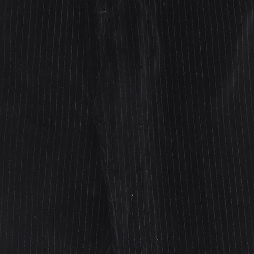 Peter Werth Mens Black Striped Cotton Trousers Size 34 in L32 in Regular Zip