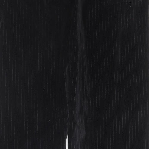 Peter Werth Mens Black Striped Cotton Trousers Size 34 in L32 in Regular Zip