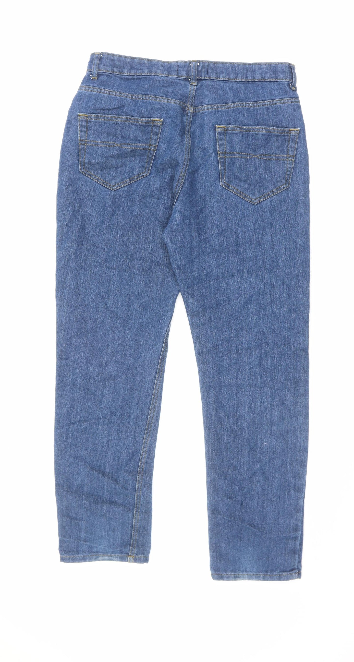 PEP&CO Mens Blue Cotton Straight Jeans Size 32 in L30 in Regular Zip