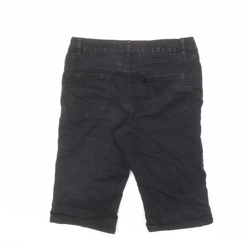 George Womens Black Cotton Skimmer Shorts Size 10 L11.5 in Regular Zip