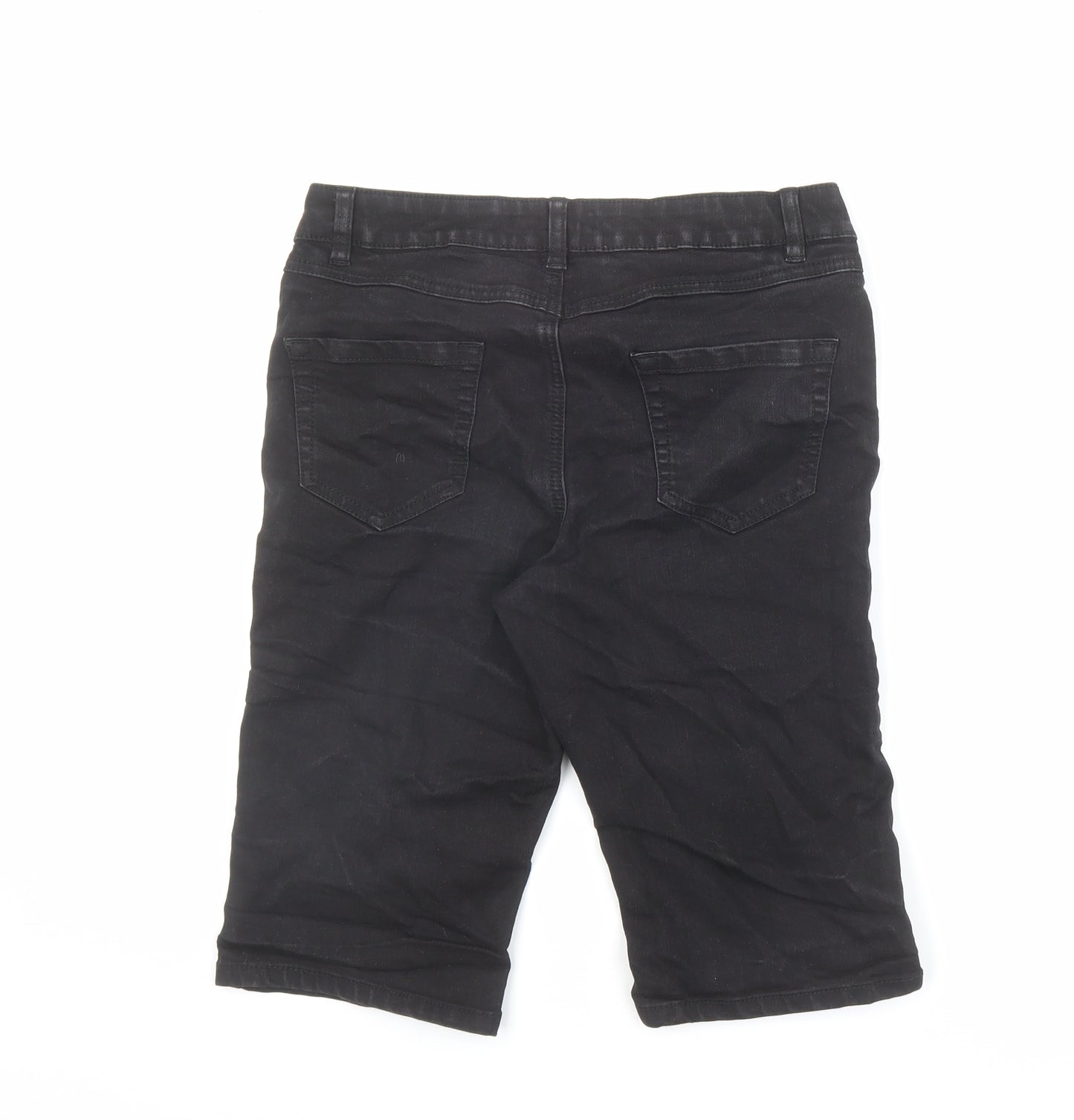 George Womens Black Cotton Skimmer Shorts Size 10 L11.5 in Regular Zip
