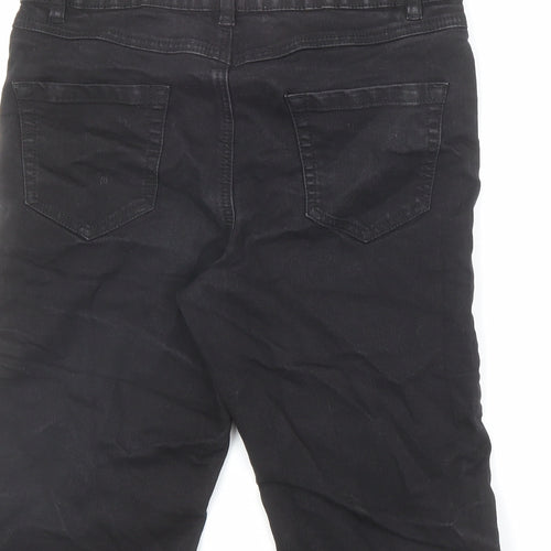 George Womens Black Cotton Skimmer Shorts Size 10 L11.5 in Regular Zip