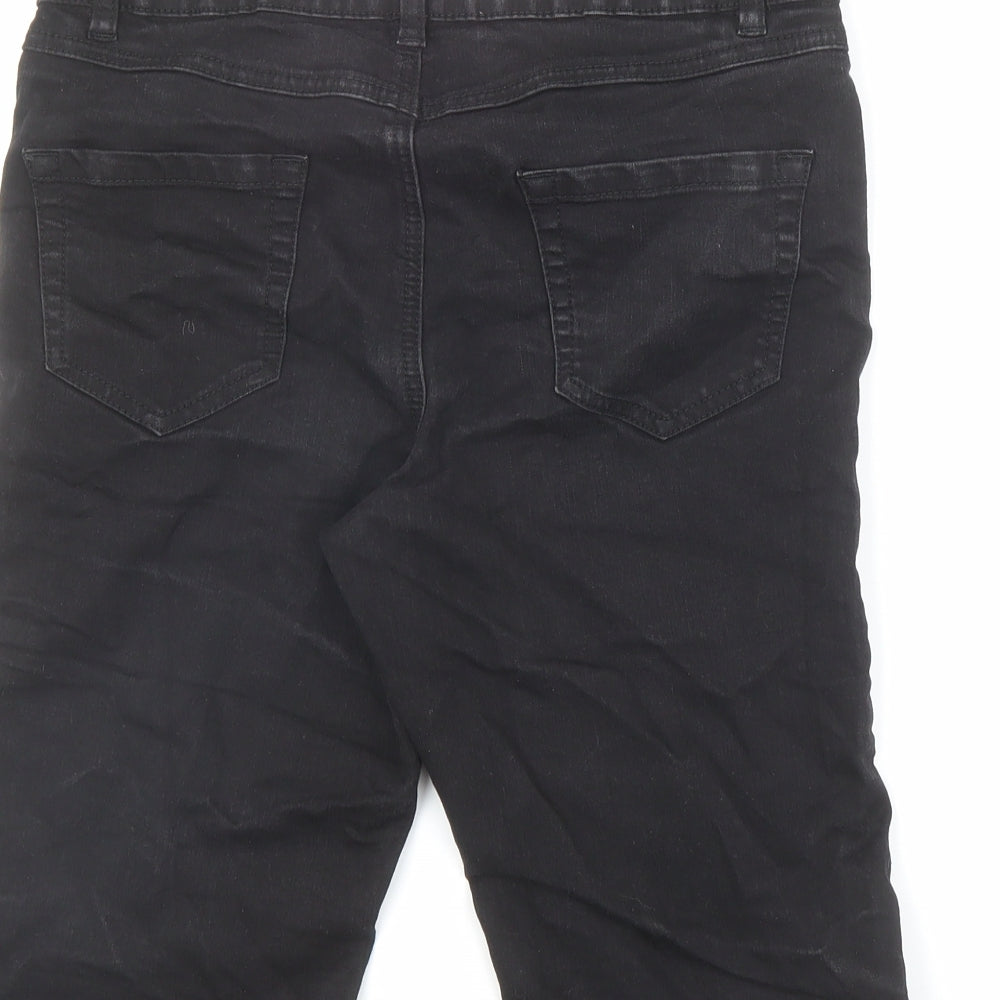 George Womens Black Cotton Skimmer Shorts Size 10 L11.5 in Regular Zip