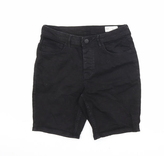 Denim & Co. Mens Black Cotton Chino Shorts Size 32 in L8 in Slim Button