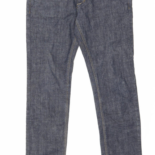 Topshop Womens Blue Cotton Straight Jeans Size 28 in L30 in Regular Zip