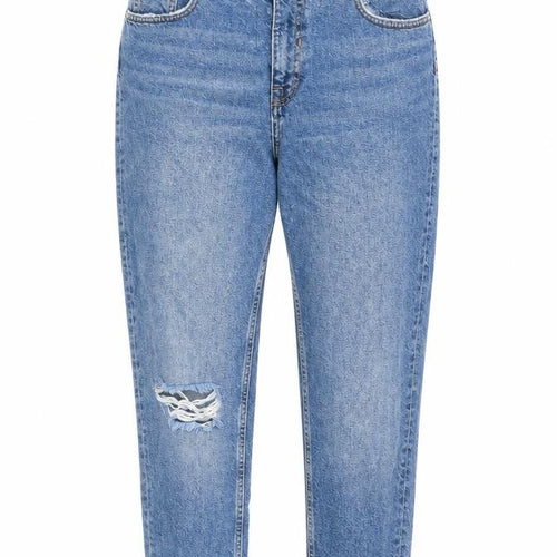 Bershka Womens Blue Cotton Boyfriend Jeans Size 10 L26 in Regular Zip - Cut Out Detail
