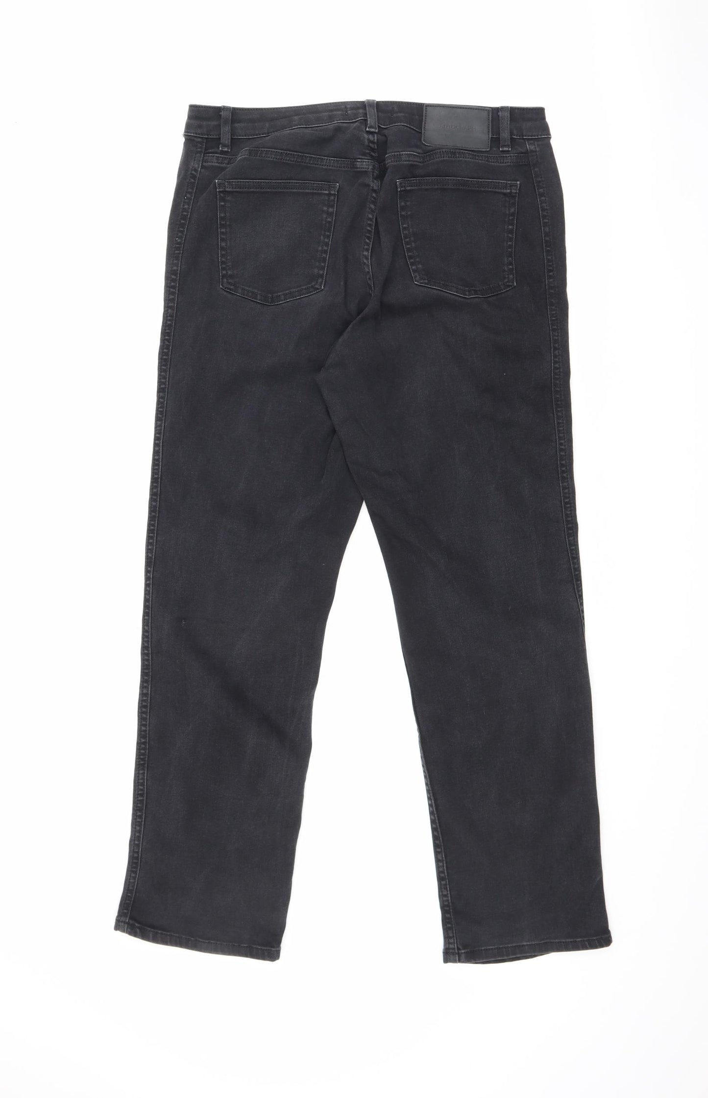Autograph Womens Black Cotton Straight Jeans Size 16 L28 in Regular Zip