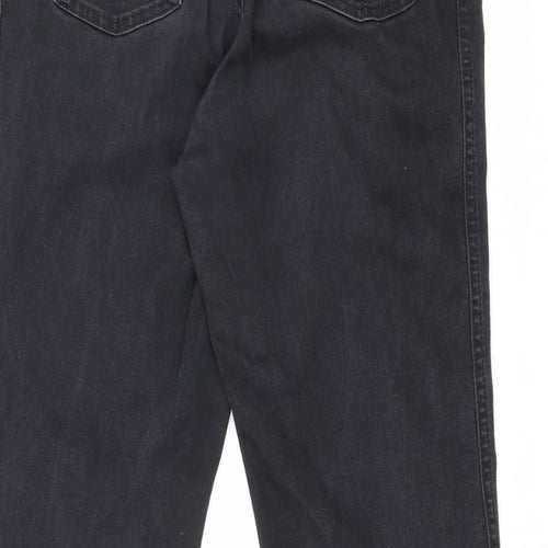 Autograph Womens Black Cotton Straight Jeans Size 16 L28 in Regular Zip
