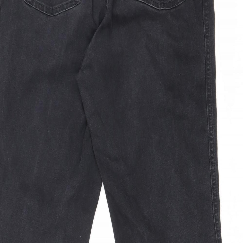 Autograph Womens Black Cotton Straight Jeans Size 16 L28 in Regular Zip