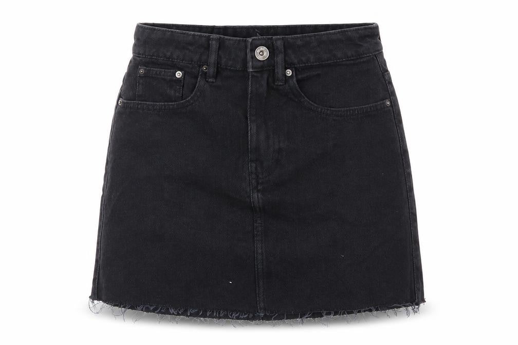 Zara Womens Black Cotton A-Line Skirt Size XS Zip