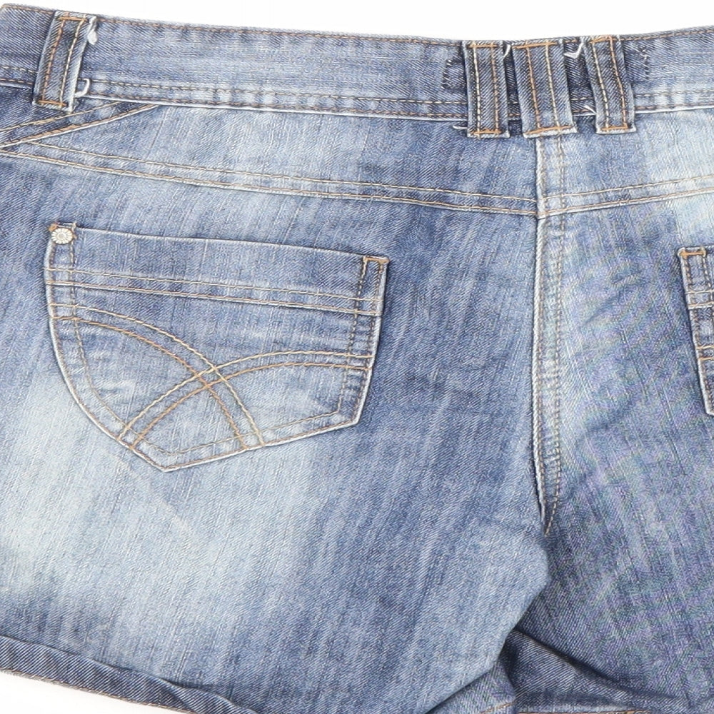Be Beau Womens Blue Cotton Hot Pants Shorts Size 12 L4.5 in Regular Zip