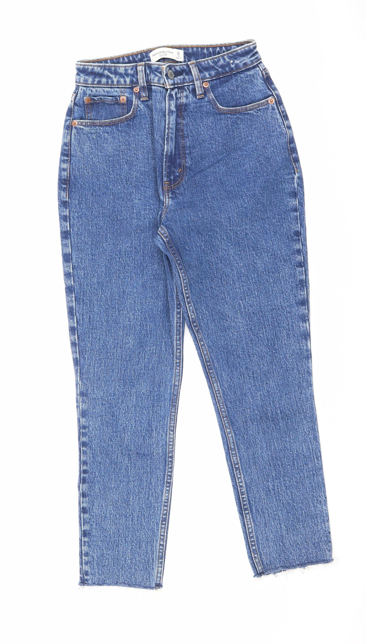 Abercrombie & Fitch Womens Blue Cotton Skinny Jeans Size 26 in L24.5 in Regular Zip - Raw Hem