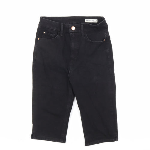 Marks and Spencer Womens Black Cotton Skimmer Shorts Size 8 L12 in Regular Zip