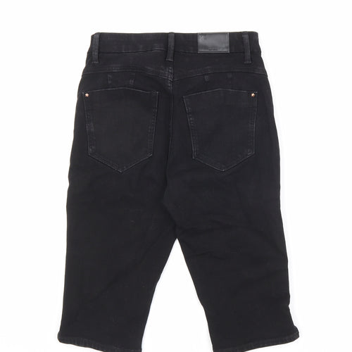 Marks and Spencer Womens Black Cotton Skimmer Shorts Size 8 L12 in Regular Zip