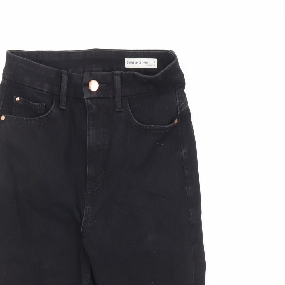 Marks and Spencer Womens Black Cotton Skimmer Shorts Size 8 L12 in Regular Zip