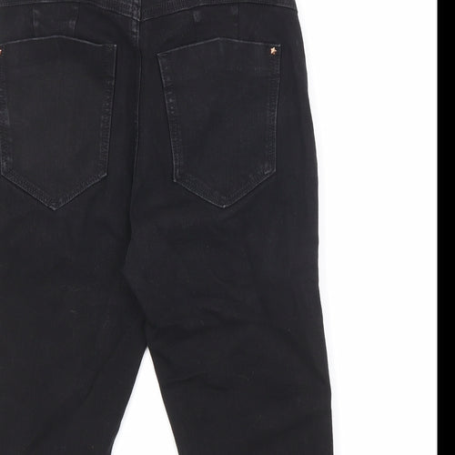 Marks and Spencer Womens Black Cotton Skimmer Shorts Size 8 L12 in Regular Zip