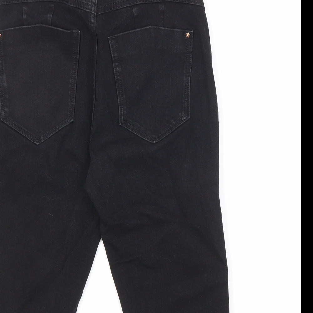Marks and Spencer Womens Black Cotton Skimmer Shorts Size 8 L12 in Regular Zip