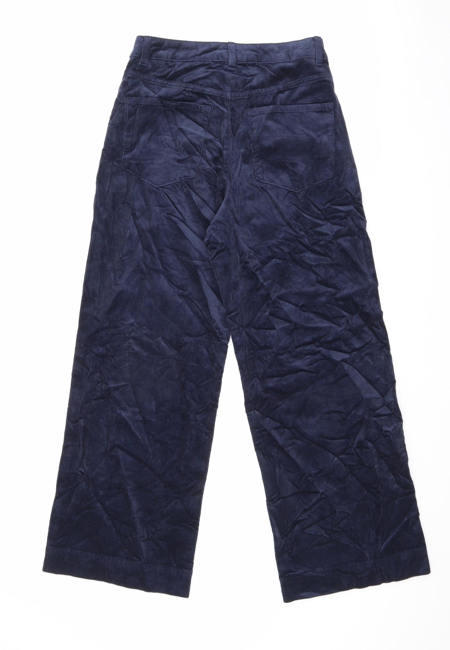 Marks and Spencer Womens Blue Cotton Trousers Size 8 L27 in Regular Zip