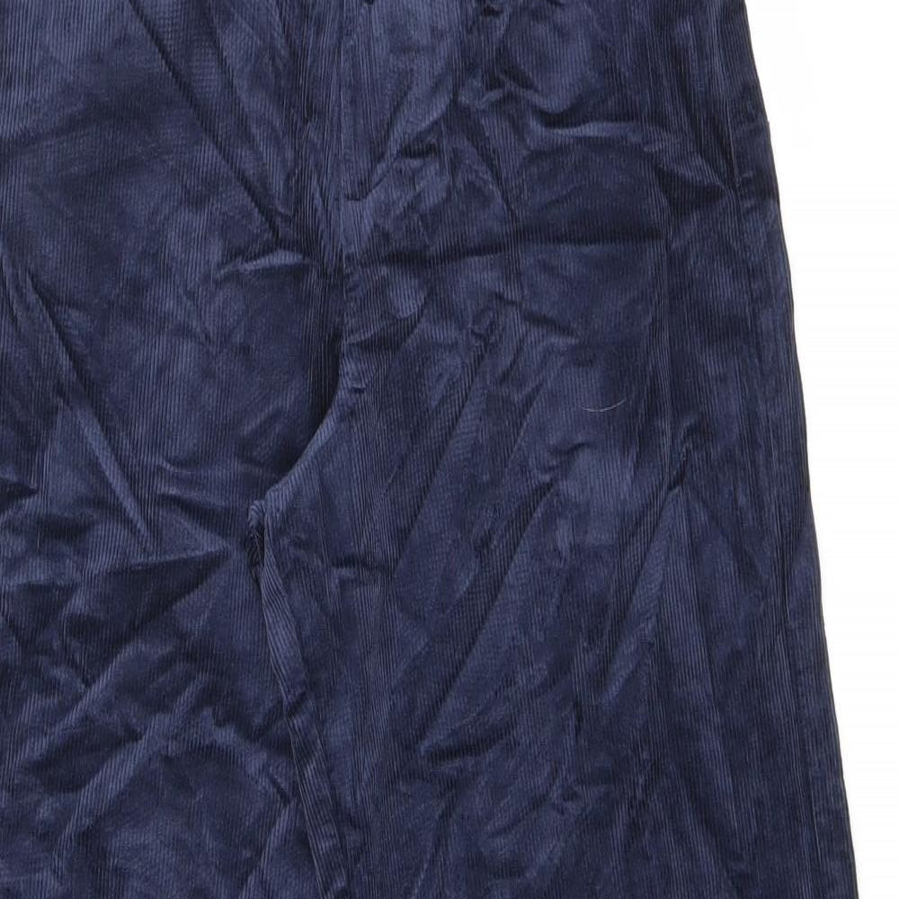 Marks and Spencer Womens Blue Cotton Trousers Size 8 L27 in Regular Zip