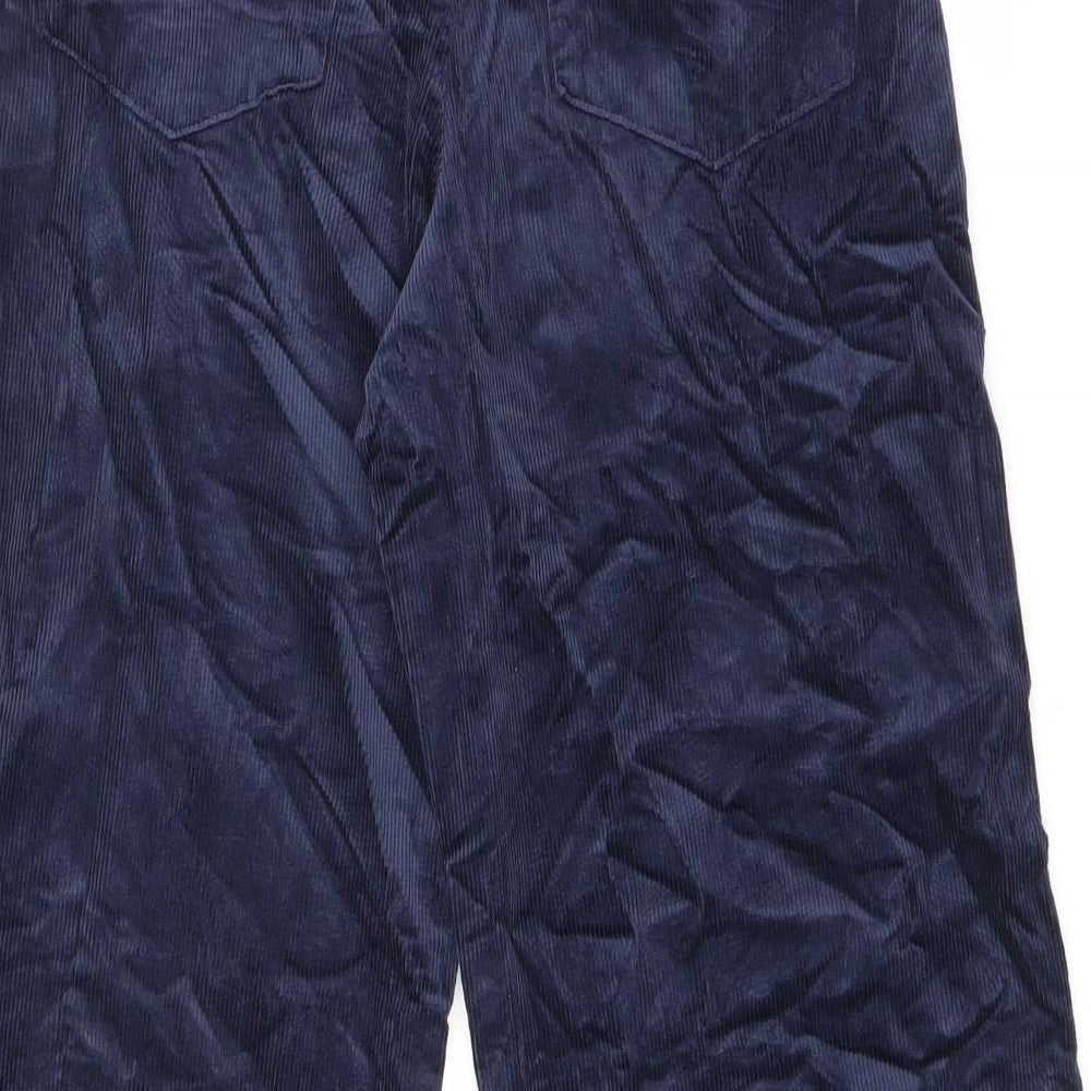 Marks and Spencer Womens Blue Cotton Trousers Size 8 L27 in Regular Zip