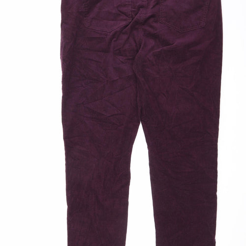 Marks and Spencer Womens Purple Cotton Trousers Size 20 L29 in Regular Zip