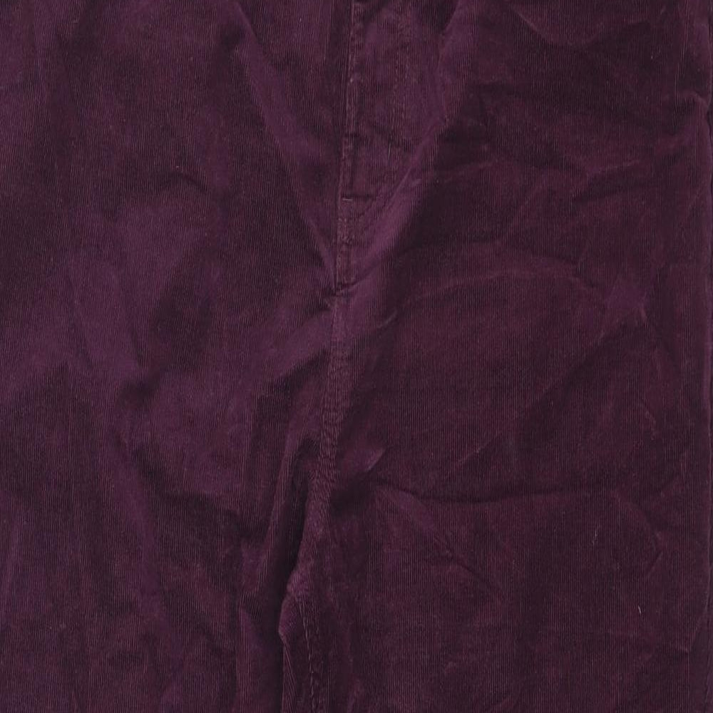 Marks and Spencer Womens Purple Cotton Trousers Size 20 L29 in Regular Zip